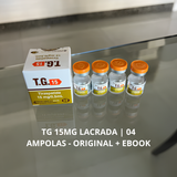 T.G. 15mg Tirzepatide vials and box, 4 ampoules for weight management, original product with ebook guide